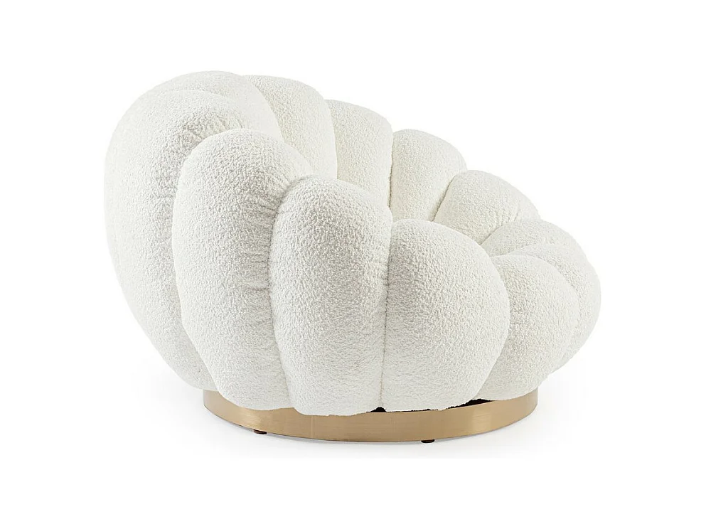 Fauteuil pivotant en tissu bouclé blanc - FLOREL