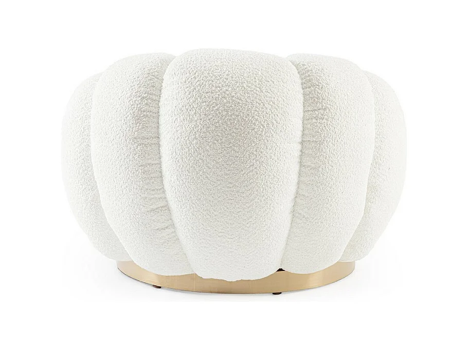 Fauteuil pivotant en tissu bouclé blanc - FLOREL
