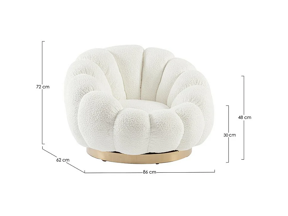 Fauteuil pivotant en tissu bouclé blanc - FLOREL