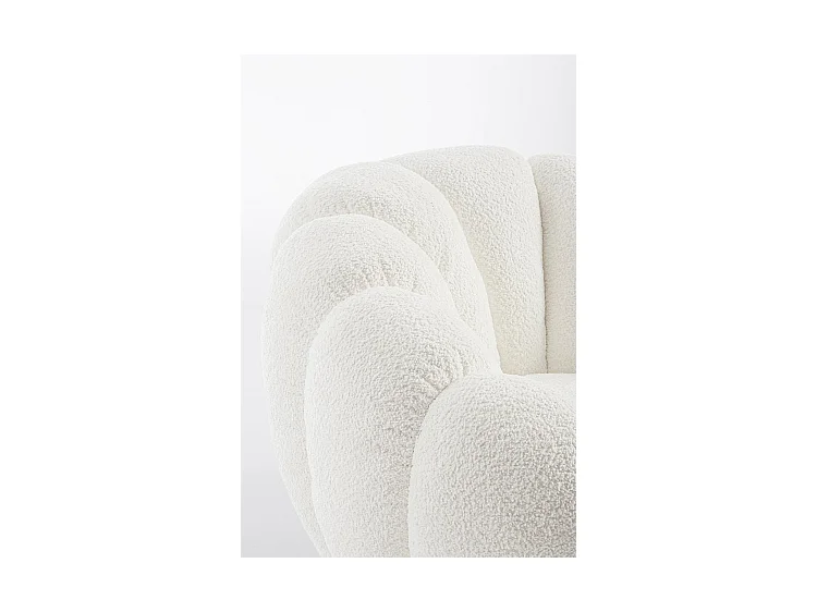 Fauteuil pivotant en tissu bouclé blanc - FLOREL