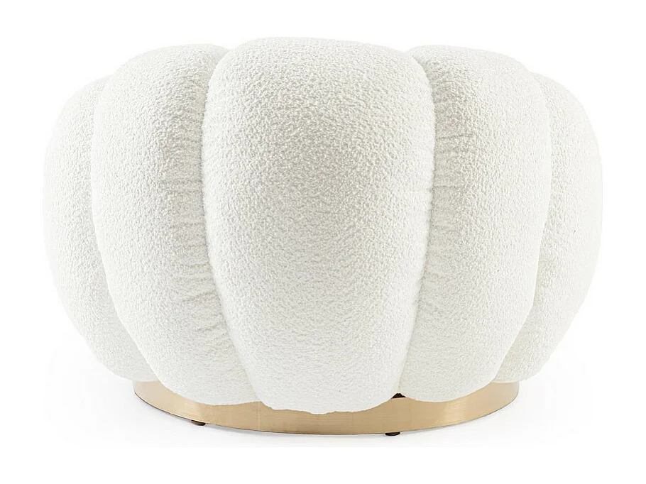 Cadeira de braços giratória em tecido de efeito bouclé branco - FLOREL