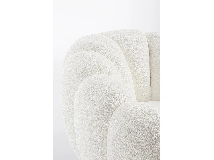 Cadeira de braços giratória em tecido de efeito bouclé branco - FLOREL