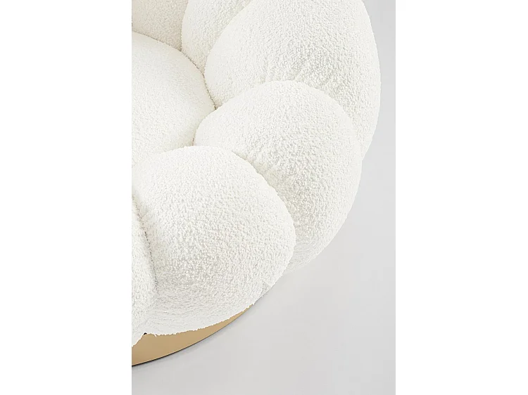 Cadeira de braços giratória em tecido de efeito bouclé branco - FLOREL