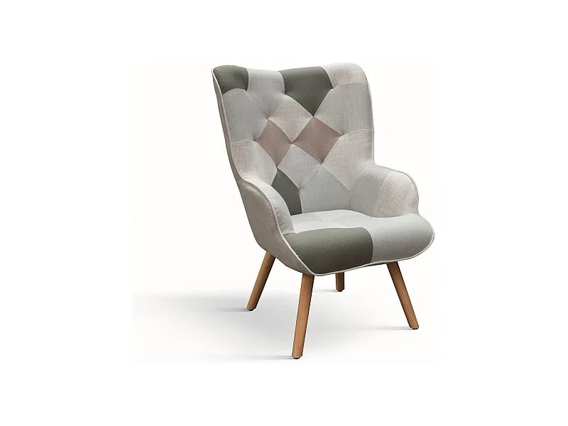 Sessel aus mehrfarbigem Stoff mit Holzbeinen - HAVANA