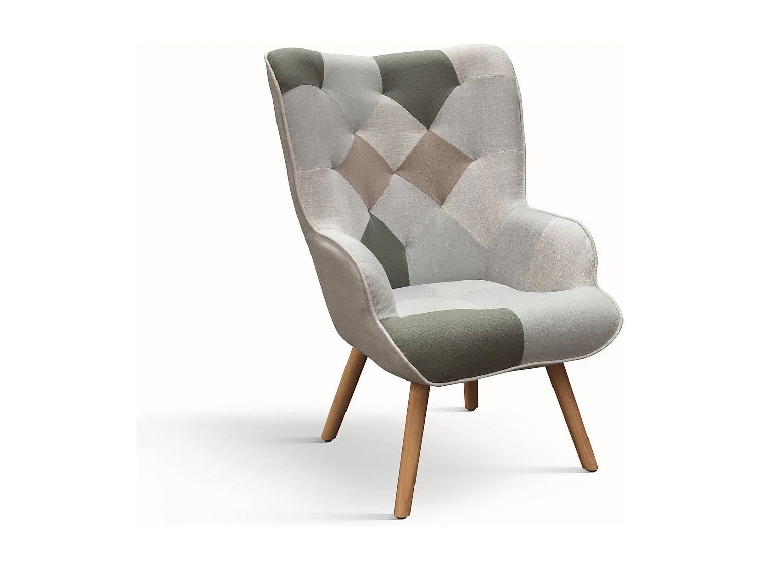 Sessel aus mehrfarbigem Stoff mit Holzbeinen - HAVANA