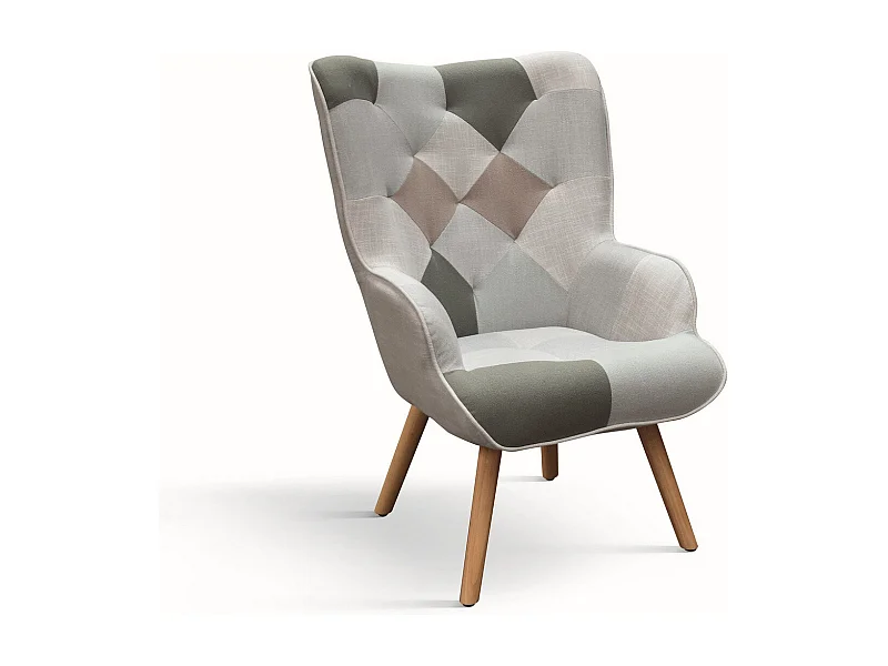 Sessel aus mehrfarbigem Stoff mit Holzbeinen - HAVANA