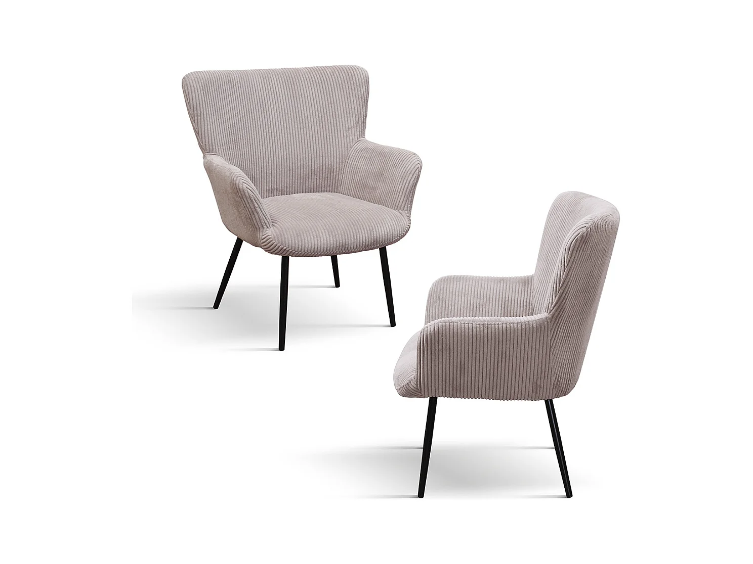 Sillón de tela efecto terciopelo rosa con patas de metal antracita - MEGEVE