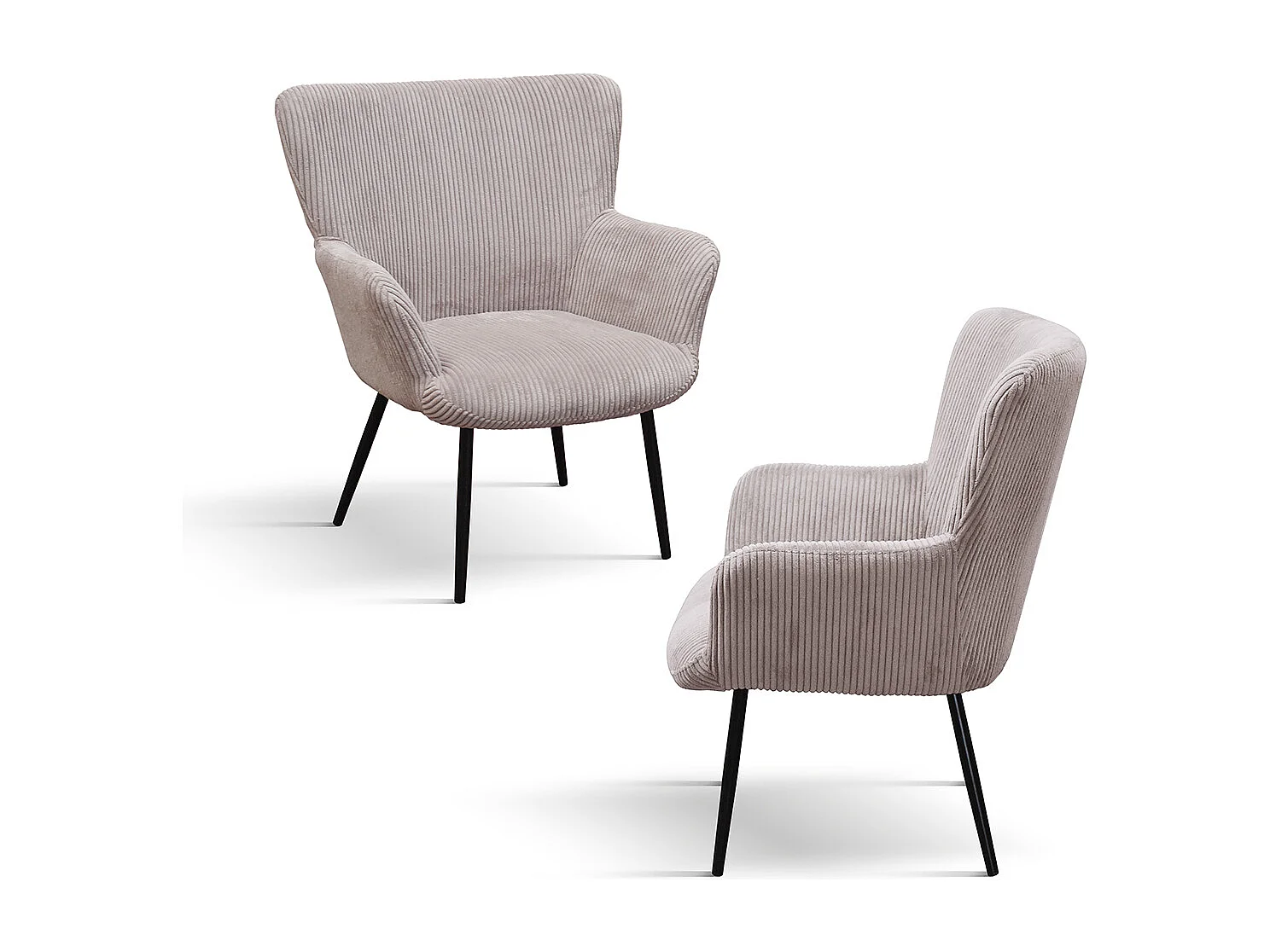 Poltrona in tessuto effetto velluto rosa e gambe in metallo antracite - MEGEVE