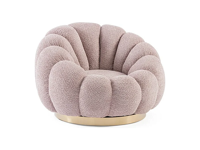 Drehsessel aus Bouclé-Stoff mit Antikrosa-Effekt - FLOREL