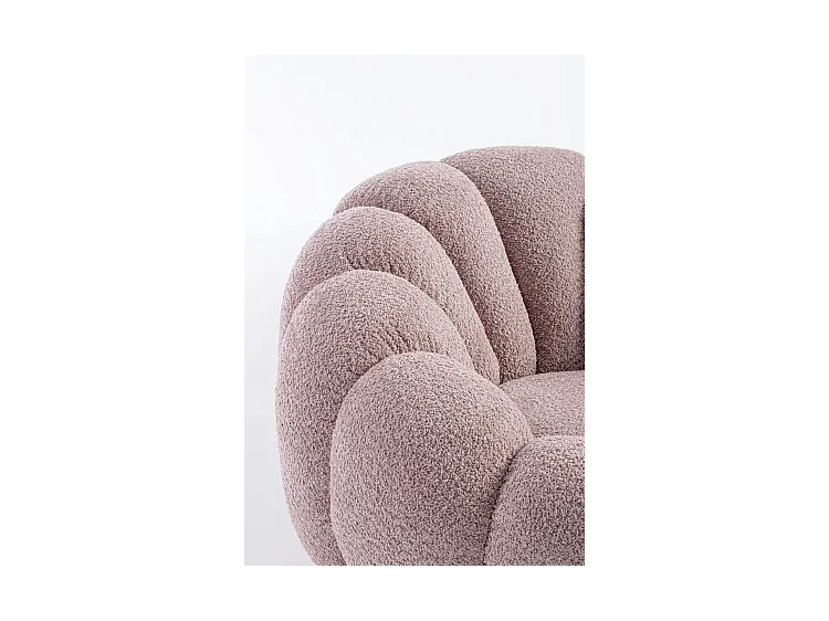 Draaibare fauteuil in antiek roze bouclé-effect stof - FLOREL