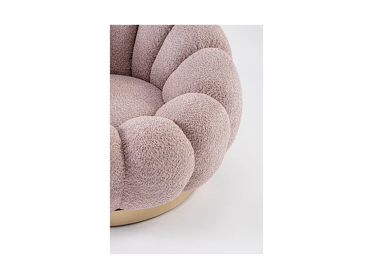 Draaibare fauteuil in antiek roze bouclé-effect stof - FLOREL