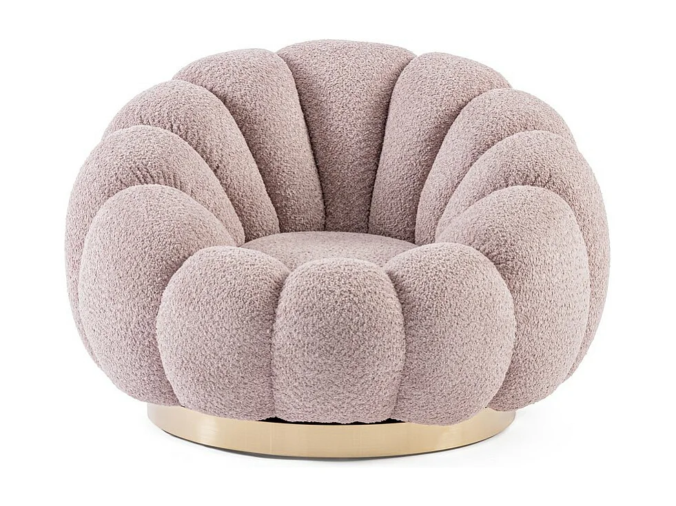 Drehsessel aus Bouclé-Stoff mit Antikrosa-Effekt - FLOREL