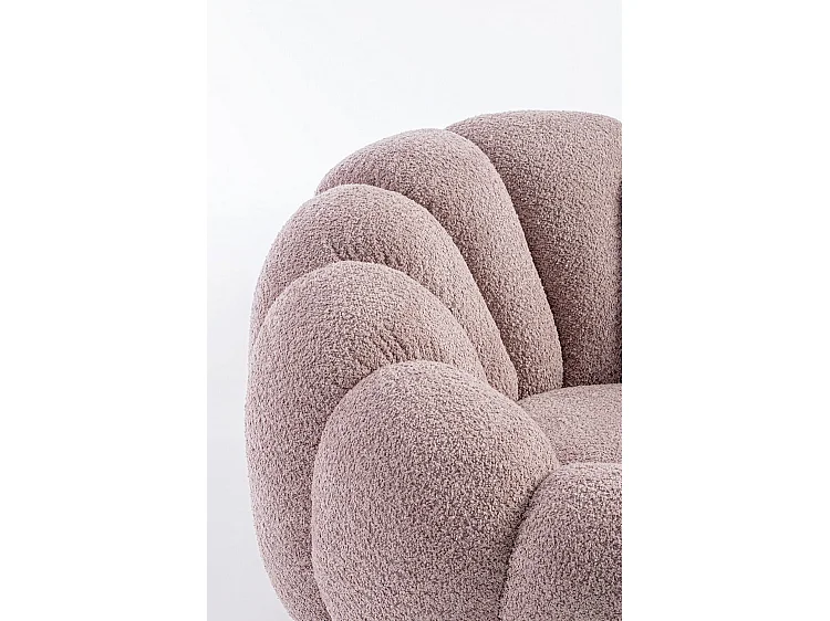 Drehsessel aus Bouclé-Stoff mit Antikrosa-Effekt - FLOREL