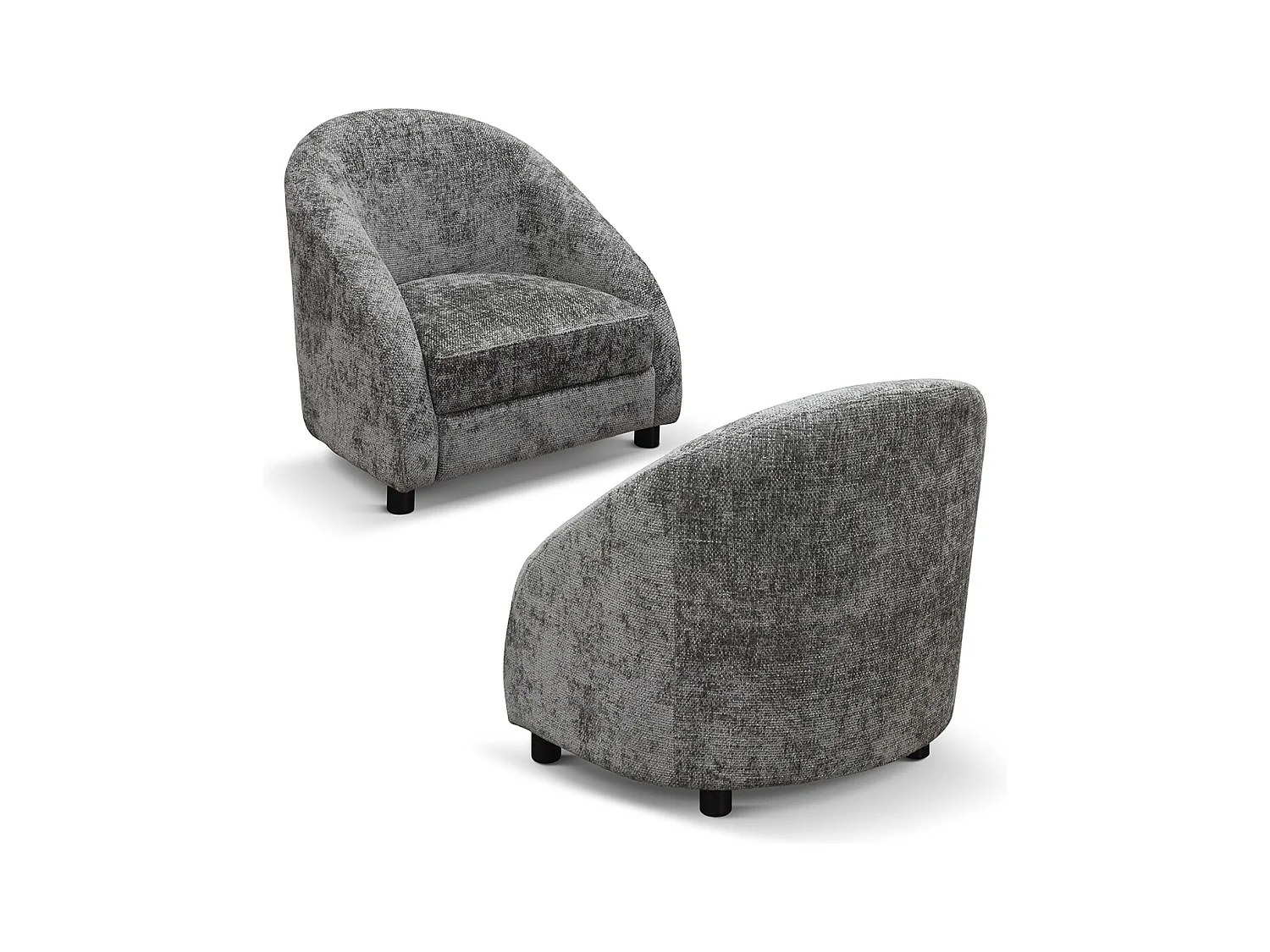 Niski fotel w szarej tkaninie - GRENOBLE