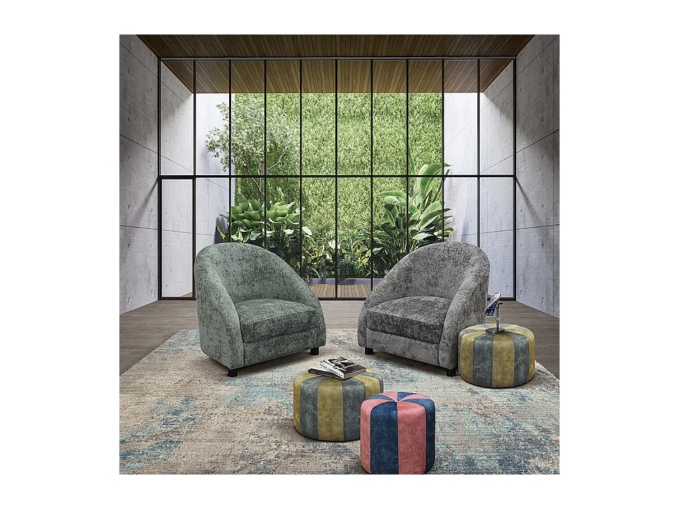 Niski fotel w szarej tkaninie - GRENOBLE