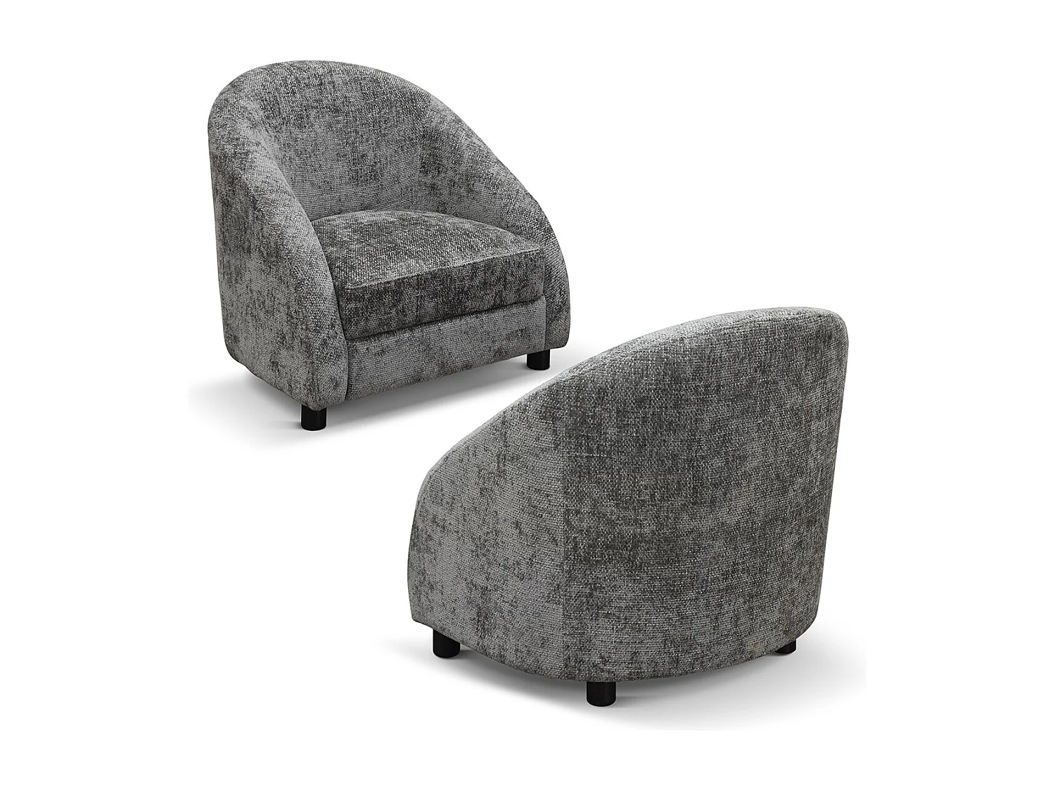 Fauteuil bas en tissu gris - GRENOBLE