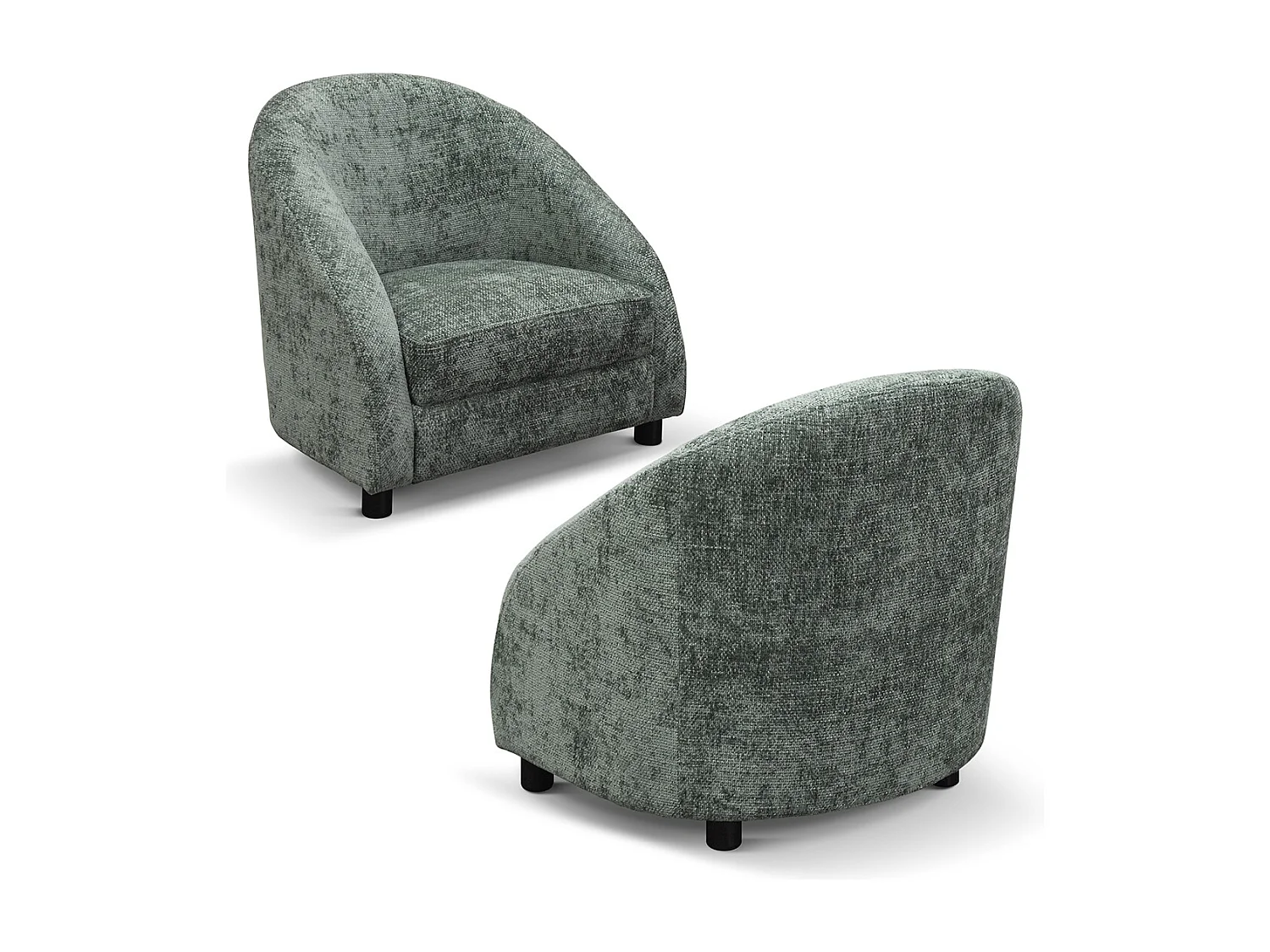 Fauteuil bas en tissu vert - GRENOBLE