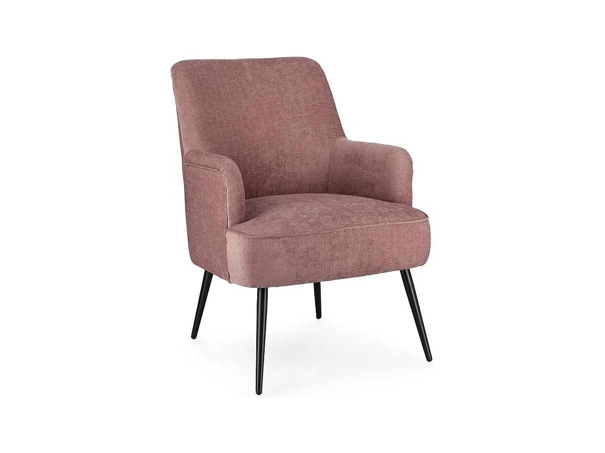 Sessel aus dunkelrosa Stoff mit schwarz lackierten Stahlbeinen - ERNESTINE