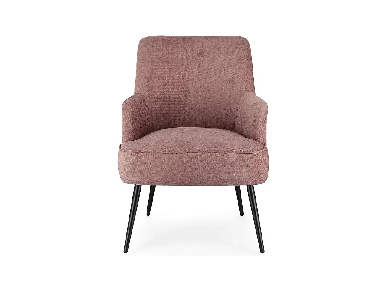 Fauteuil en tissu rose foncé avec pieds en acier peint en noir - ERNESTINE
