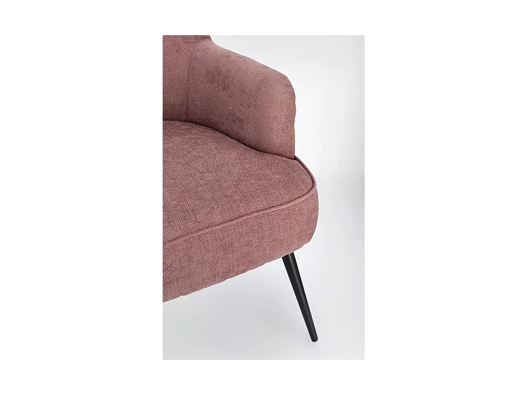 Fauteuil en tissu rose foncé avec pieds en acier peint en noir - ERNESTINE
