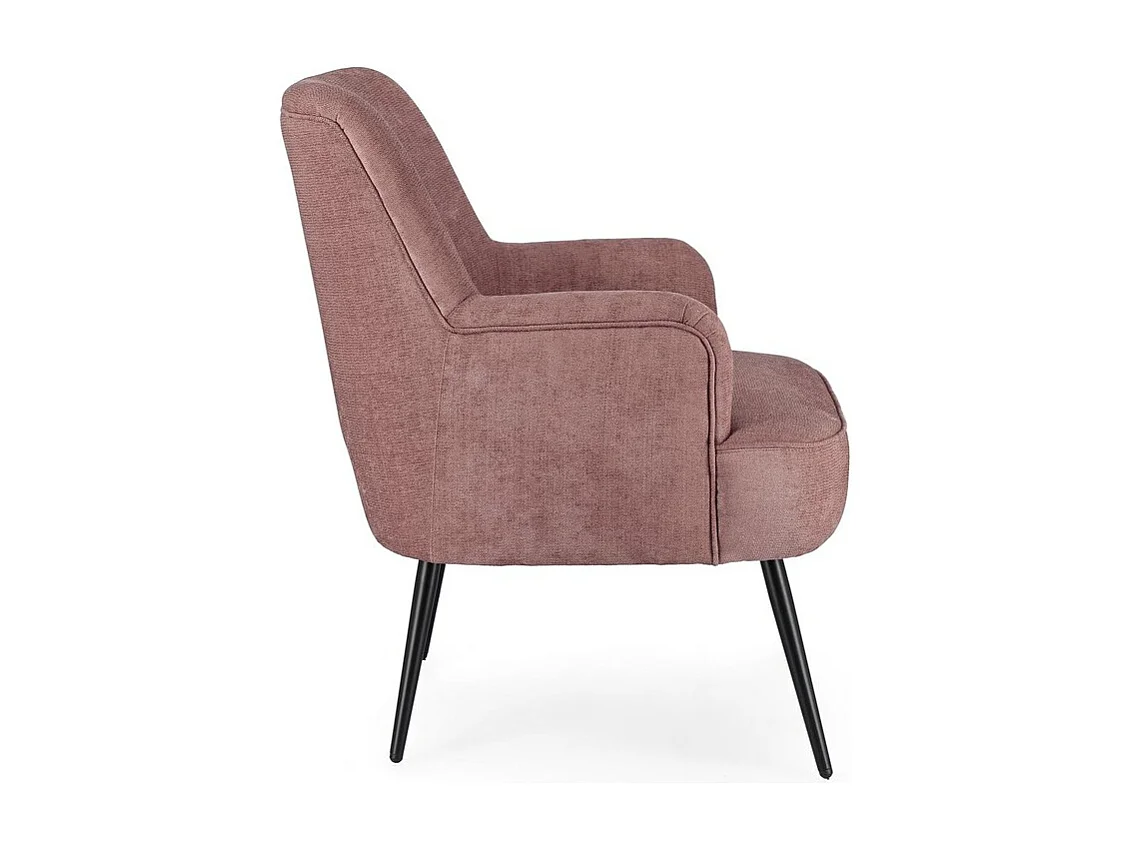 Poltrona in tessuto rosa scuro e gambe in acciaio verniciato nero - ERNESTINE