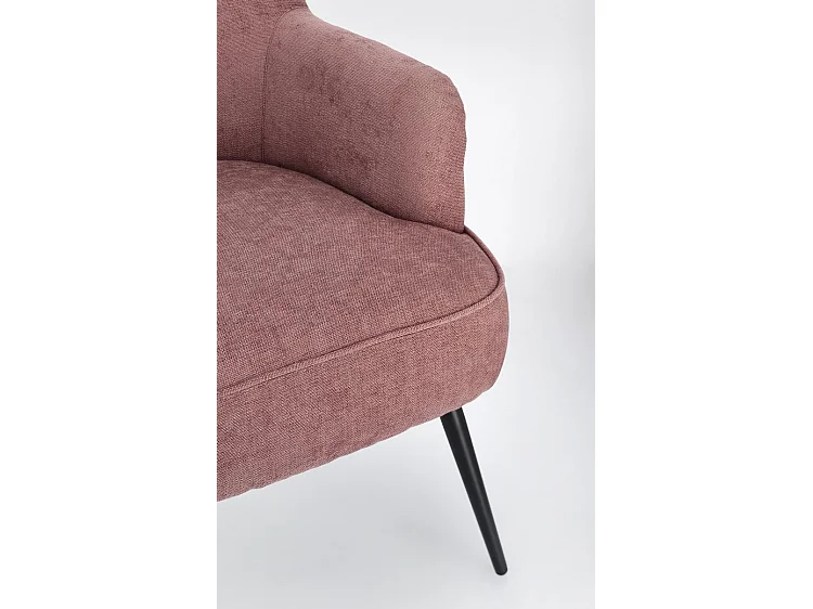 Poltrona in tessuto rosa scuro e gambe in acciaio verniciato nero - ERNESTINE