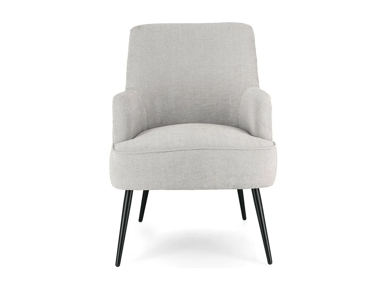 Sessel aus hellgrauem Stoff und schwarz lackierten Stahlbeinen - ERNESTINE