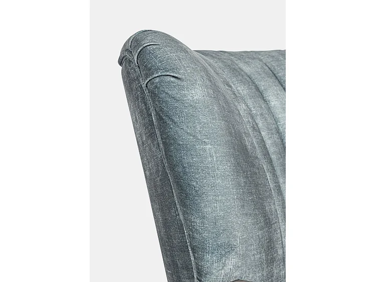 Poltrona in tessuto effetto velluto azzurro, gambe e braccioli legno - VIRNA