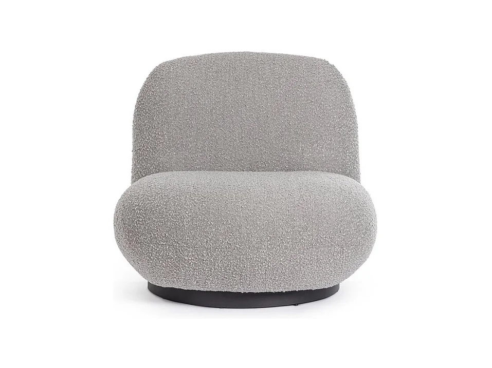 Cadeirão giratório em tecido com efeito bouclé cinzento - MARGOT