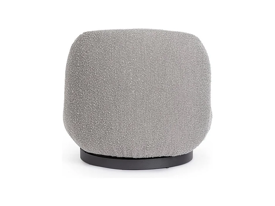 Cadeirão giratório em tecido com efeito bouclé cinzento - MARGOT