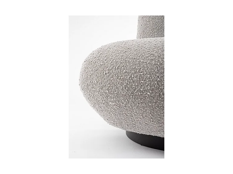 Cadeirão giratório em tecido com efeito bouclé cinzento - MARGOT