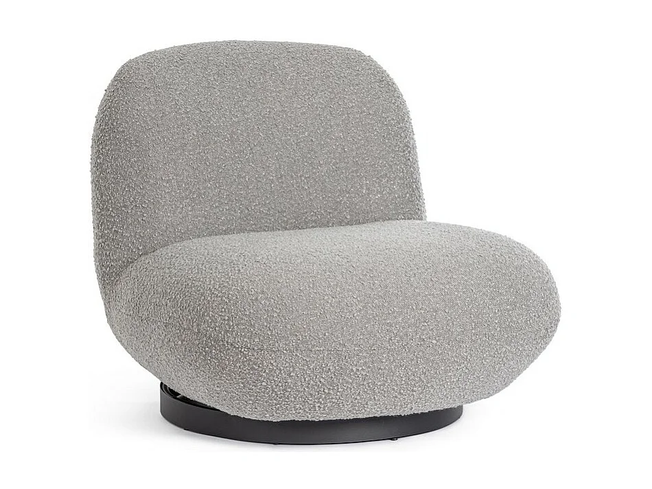 Draaibare fauteuil in grijze bouclé-effect stof - MARGOT