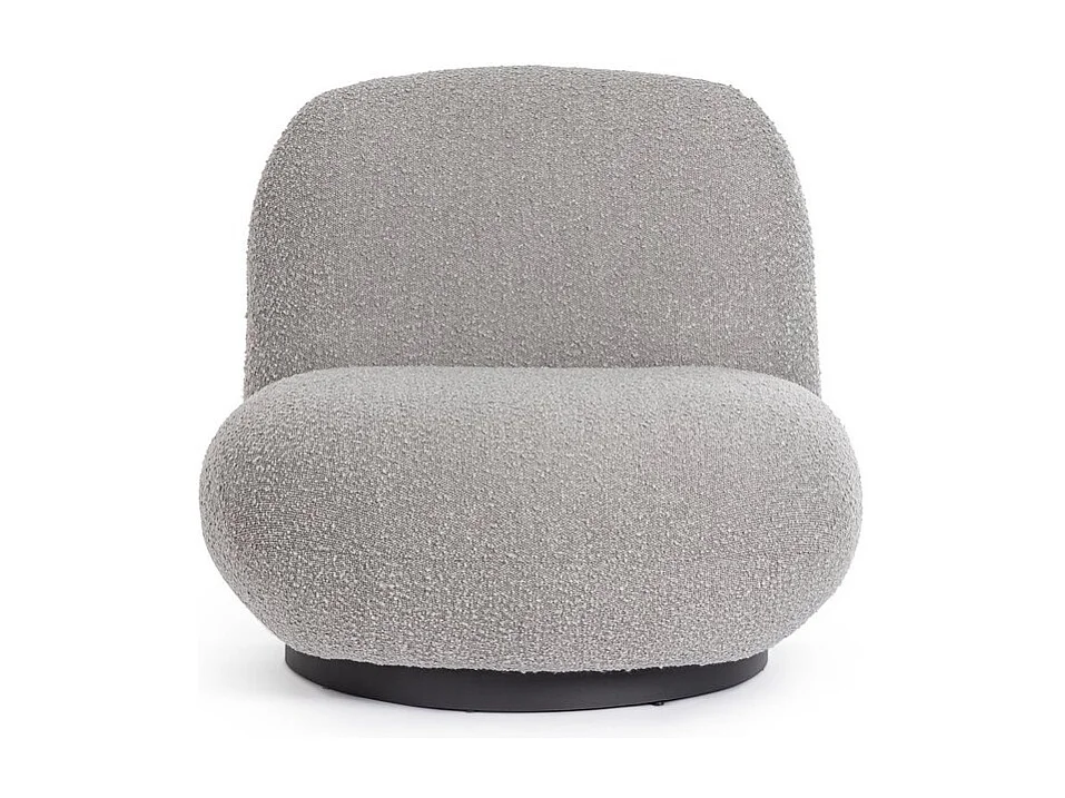 Draaibare fauteuil in grijze bouclé-effect stof - MARGOT