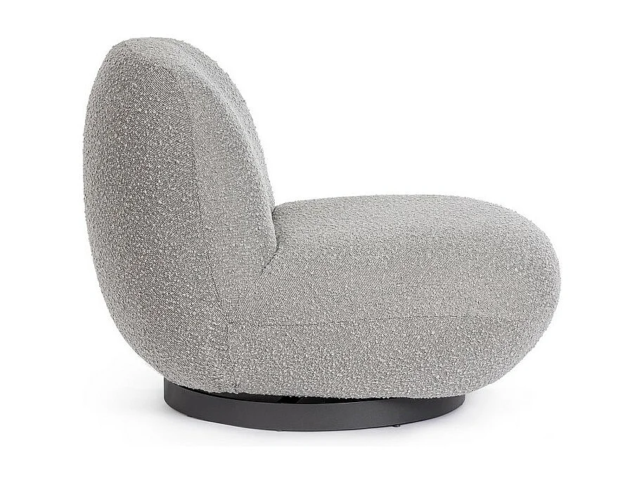Draaibare fauteuil in grijze bouclé-effect stof - MARGOT