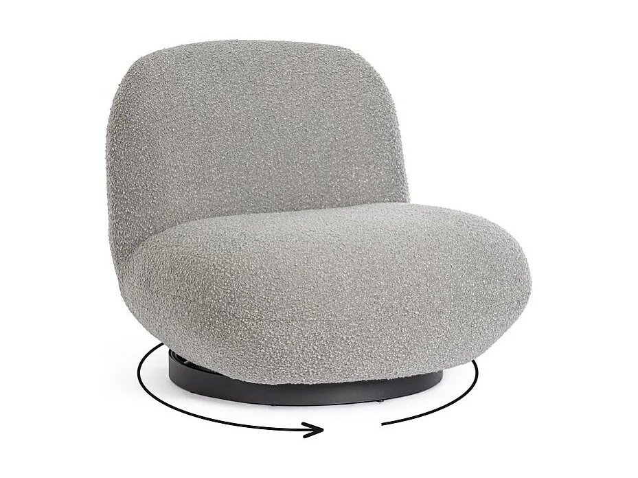 Draaibare fauteuil in grijze bouclé-effect stof - MARGOT