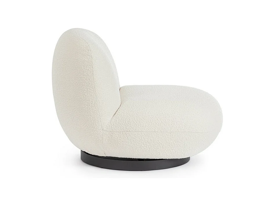 Cadeira de braços giratória em tecido branco com efeito bouclé - MARGOT