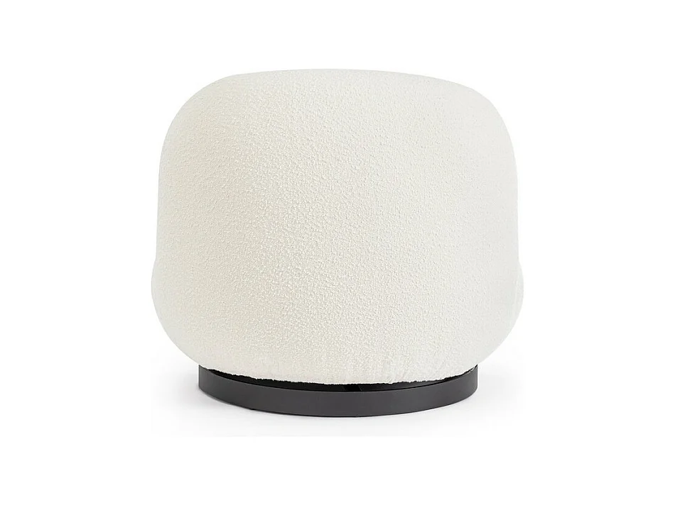 Cadeira de braços giratória em tecido branco com efeito bouclé - MARGOT