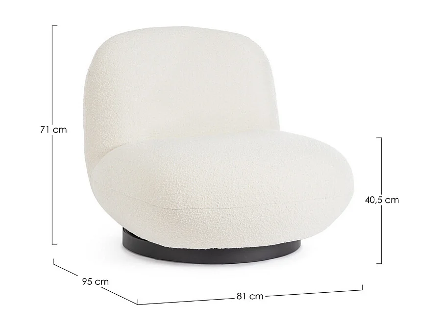 Drehsessel aus weißem Bouclé-Stoff - MARGOT
