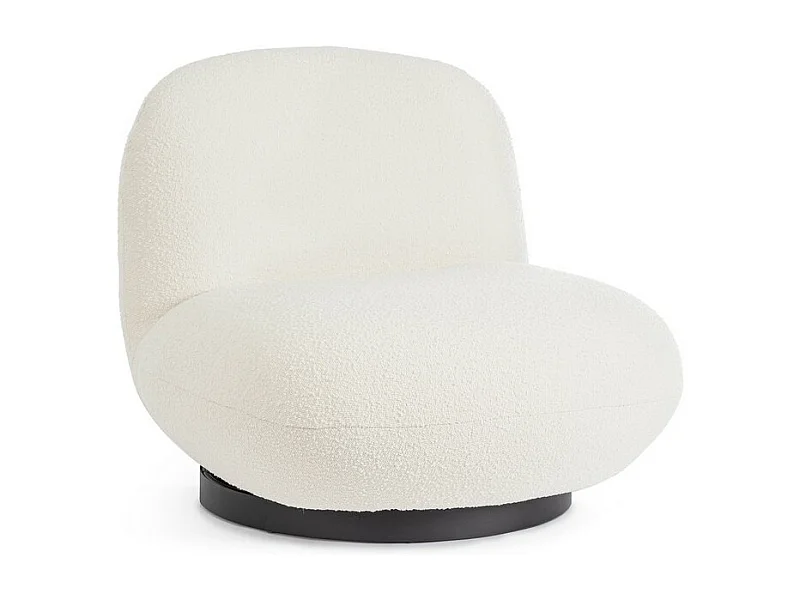 Fauteuil pivotant en tissu bouclé blanc - MARGOT