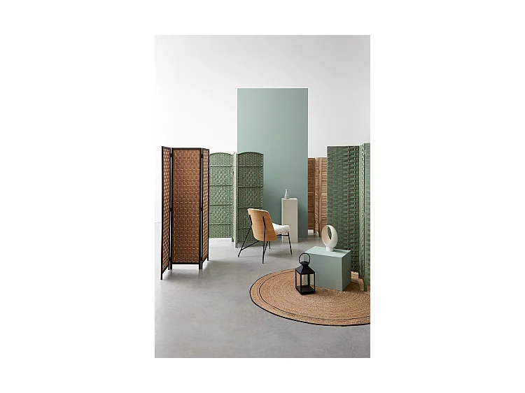 Ivoor stoffen fauteuil met bouclé-effect en zwarte stalen poten - EMERSON