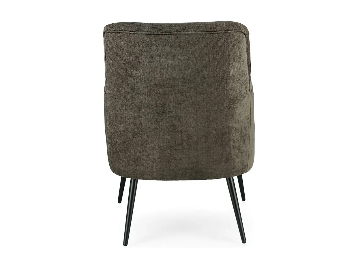 Fauteuil in bruine tijmstof en zwartgelakte stalen poten - ERNESTINE