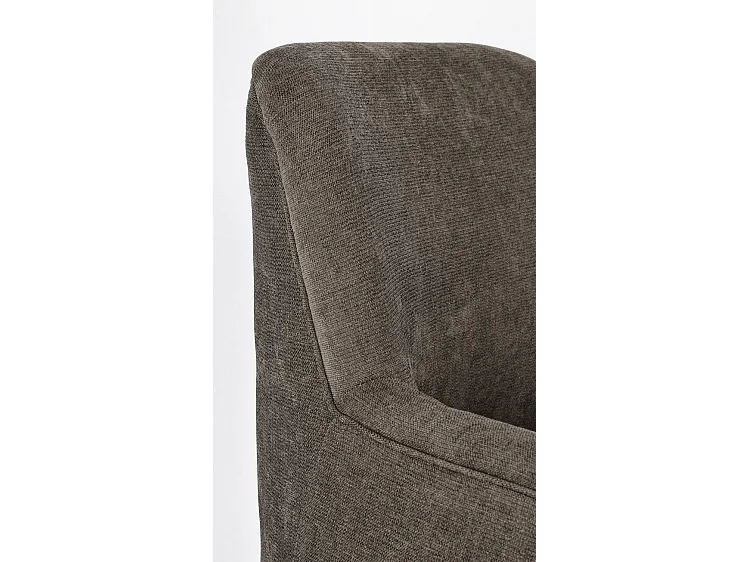 Fauteuil in bruine tijmstof en zwartgelakte stalen poten - ERNESTINE