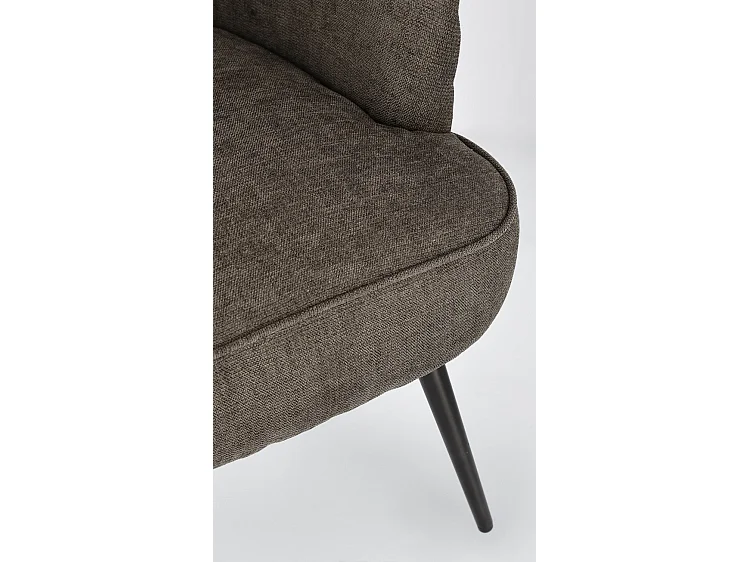 Fauteuil in bruine tijmstof en zwartgelakte stalen poten - ERNESTINE