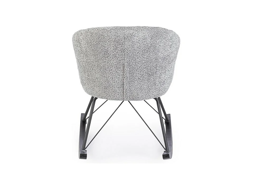 Fauteuil en tissu bouclé et bois d'hévéa gris clair - SIBILLA