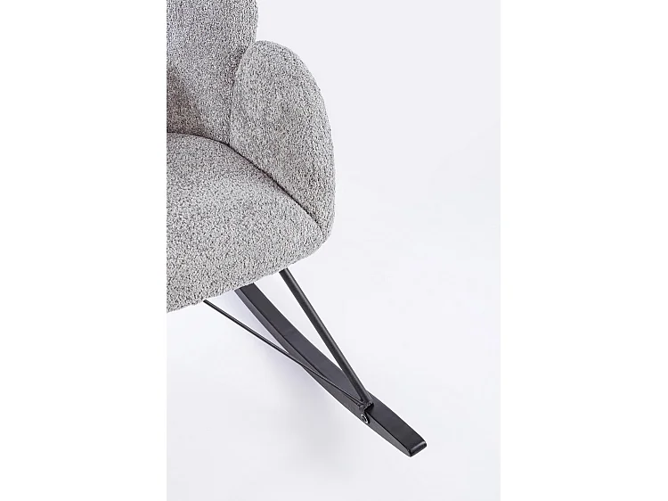 Fauteuil en tissu bouclé et bois d'hévéa gris clair - SIBILLA