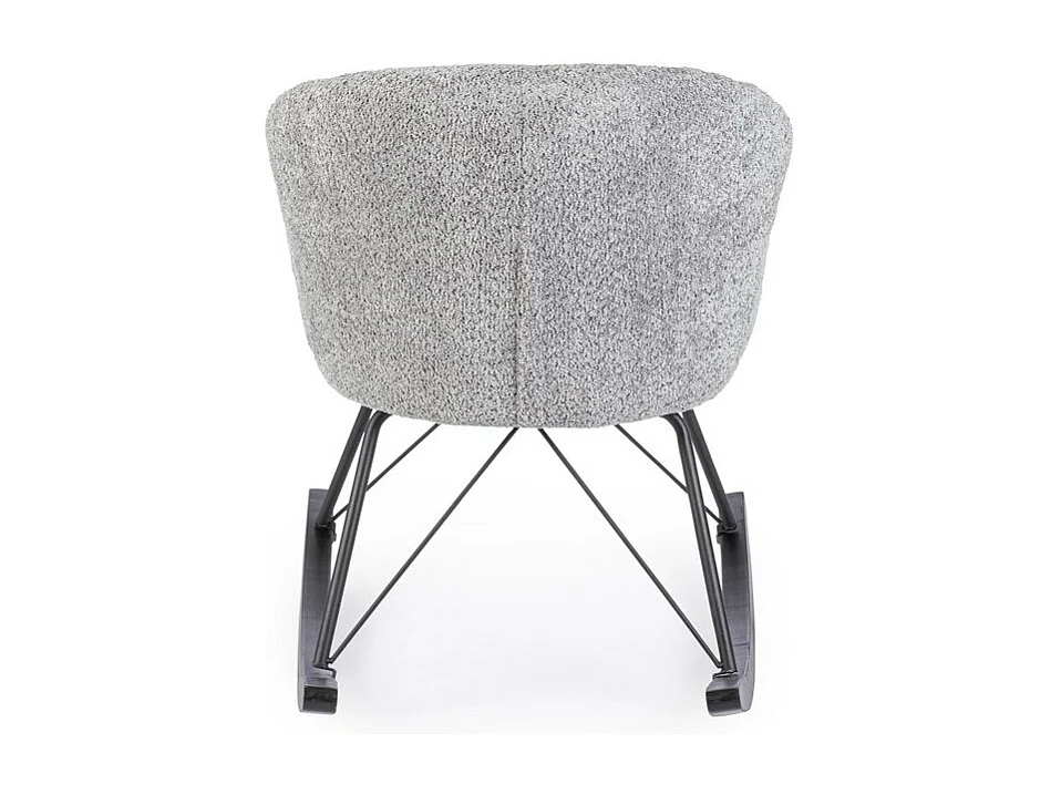 Poltrona in tessuto effetto bouclé grigio chiaro e legno rubberwood - SIBILLA