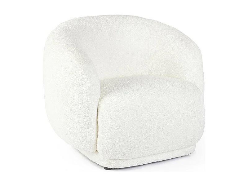 Poltrona in tessuto effetto bouclé bianco - TECLA