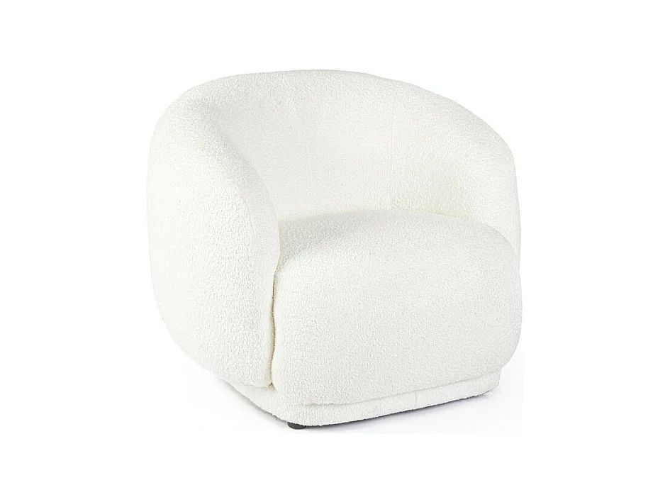 Biały fotel z tkaniny z efektem bouclé - TECLA