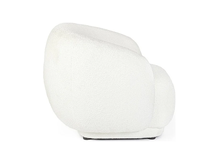 Biały fotel z tkaniny z efektem bouclé - TECLA