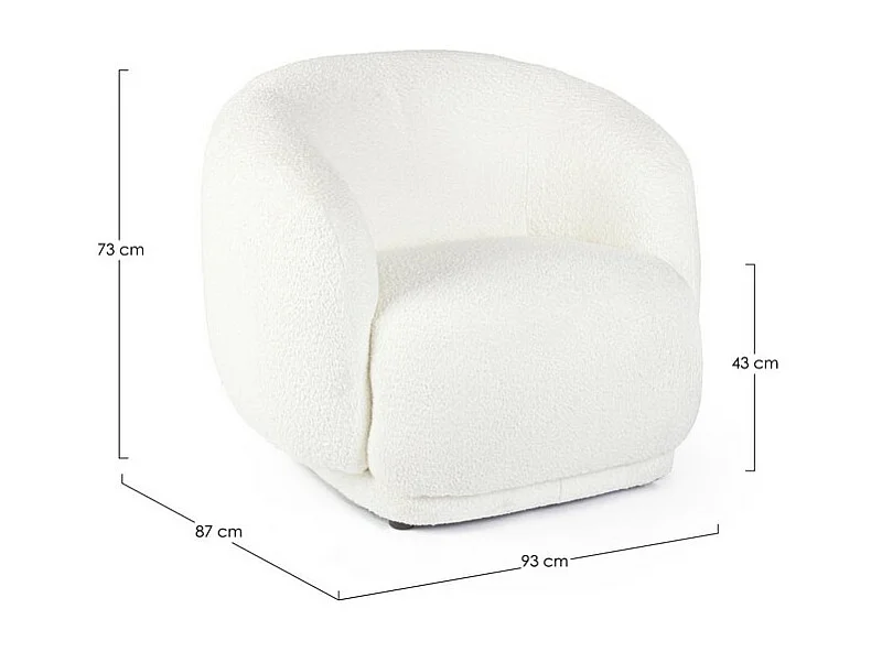 Fauteuil en tissu effet bouclé blanc - TECLA